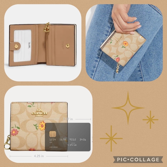 COACH Snap Wallet w/ Nostalgic Ditsy Print - Picture 2 of 8